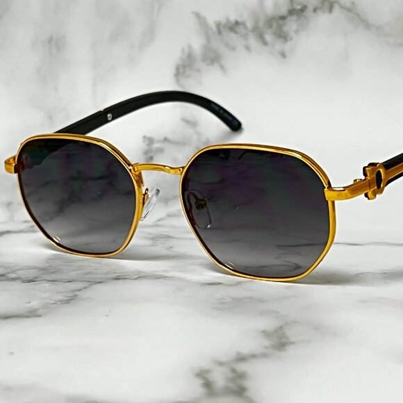 Men Women Sunglasses Square Lens Fashion Gold Frame Rapper Icedout Lentes Gafas‎ - Picture 1 of 1